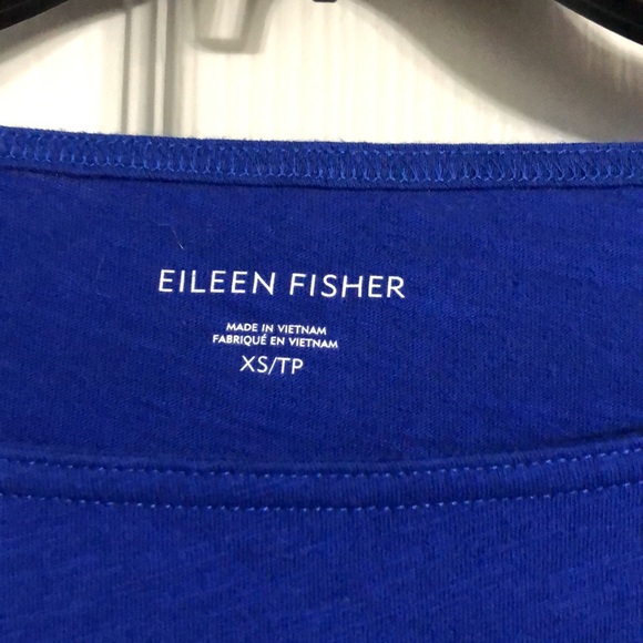 Eileen Fisher Long Sleeve Boatneck High-Low Hemline 100% Cotton Shirt in Blue - Picture 2 of 8